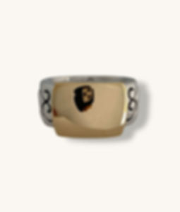 925 18K RECTANGLE FACE ENGRAVED SCROLLWORK WIDE BAND RING SZ 7- RG925065-H