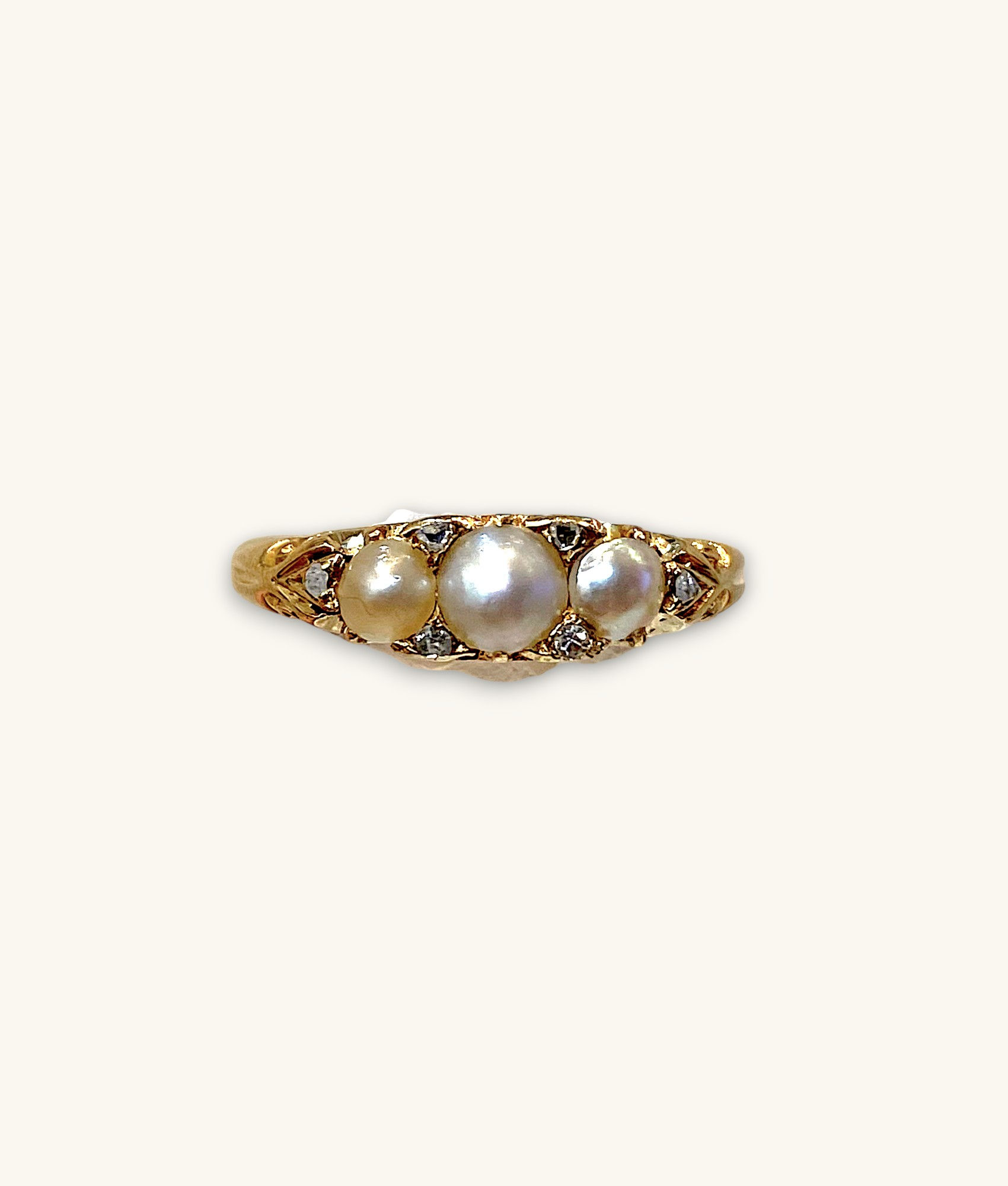 18K VICTORIAN PEARL DIAMOND CHIP RING SZ 7 – RG18K202-HI
