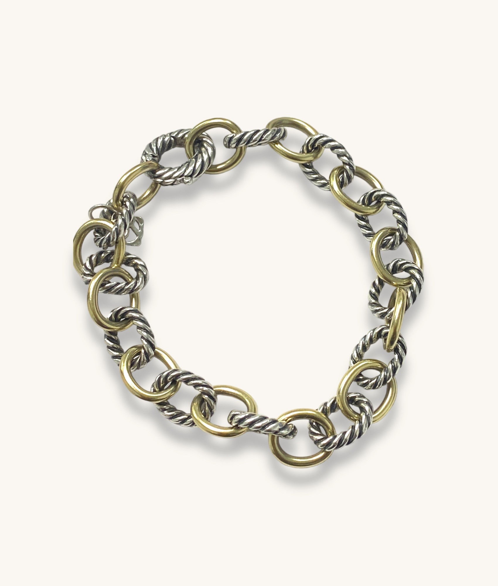 DAVID YURMAN OVAL LINKCHAIN BRACELET IN SILVER & 18K GOLD - 7.5"- 00169H