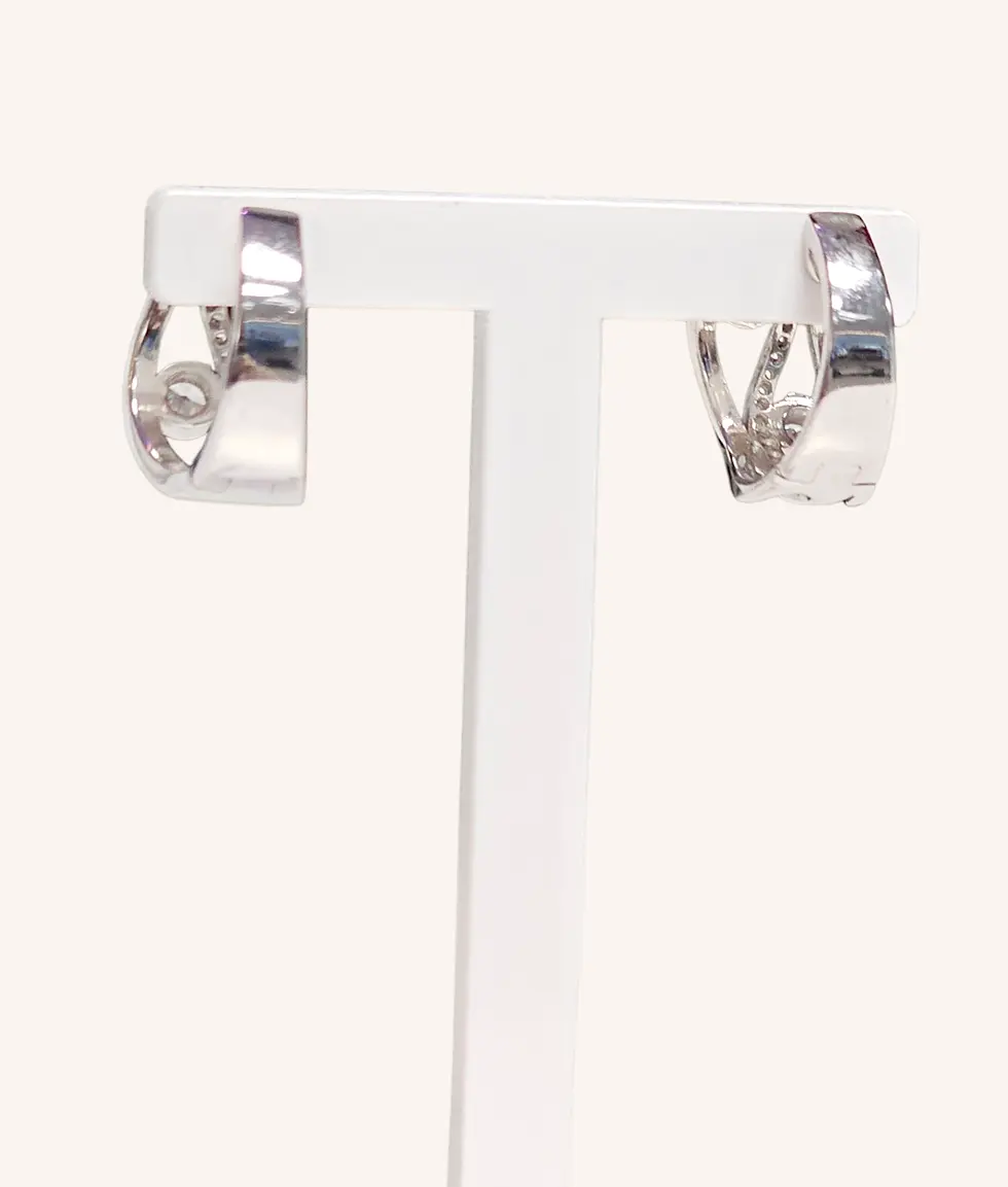 Thumbnail: 925 SILVER 8mm HOOP CUBIC ZIRCONIA EARRINGS - 00971H
