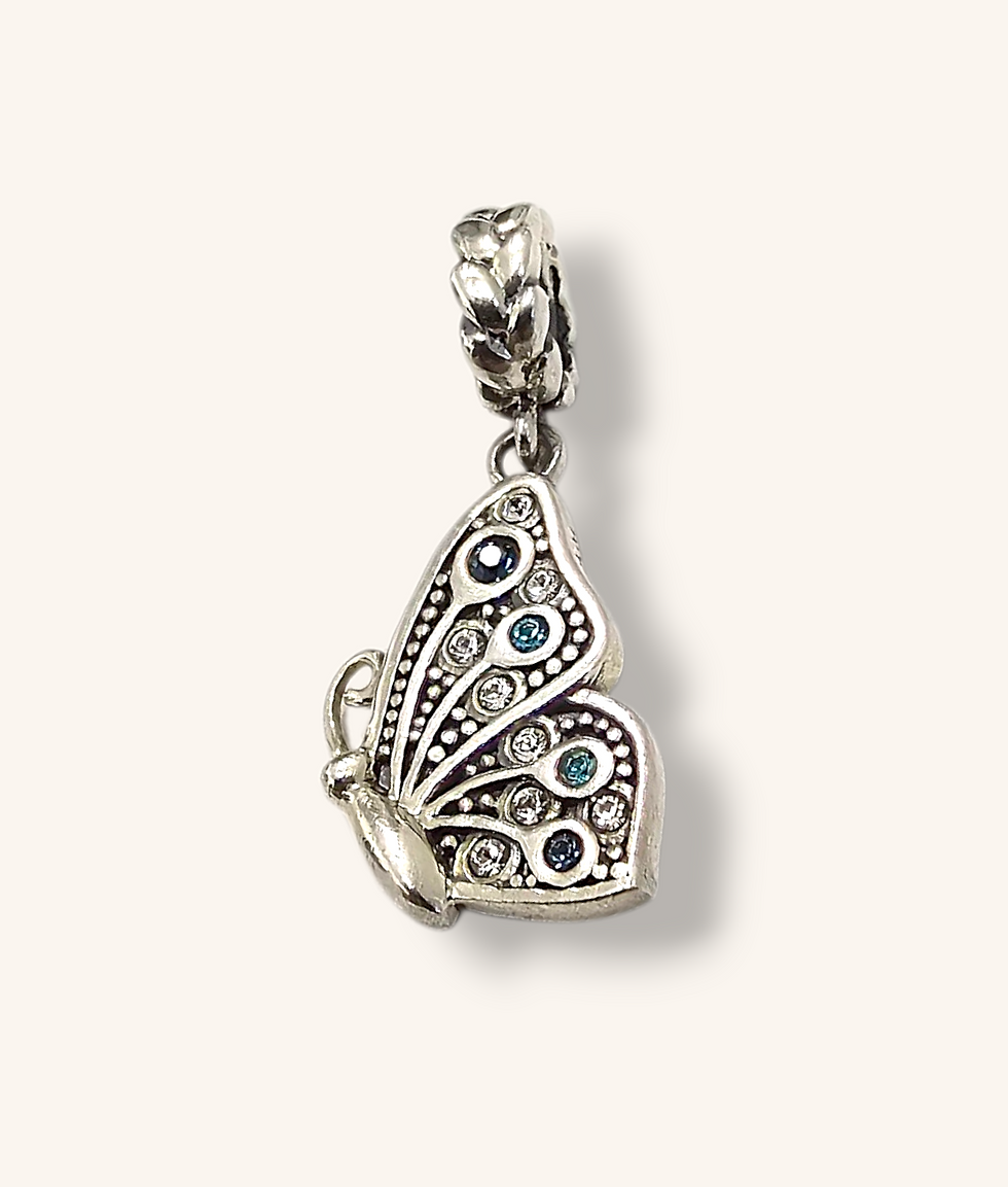 Thumbnail: CHAMILIA BUTTERFLY BLUE & CLEAR CUBIC ZIRCONIA DANGLE CHARM - 00799H