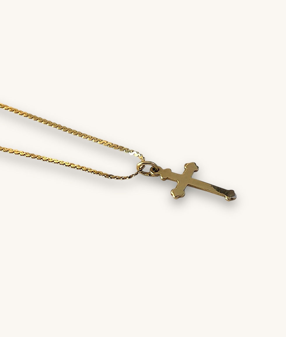 Thumbnail: 10K YELLOW GOLD CROSS PENDANT CHOKER - HZ