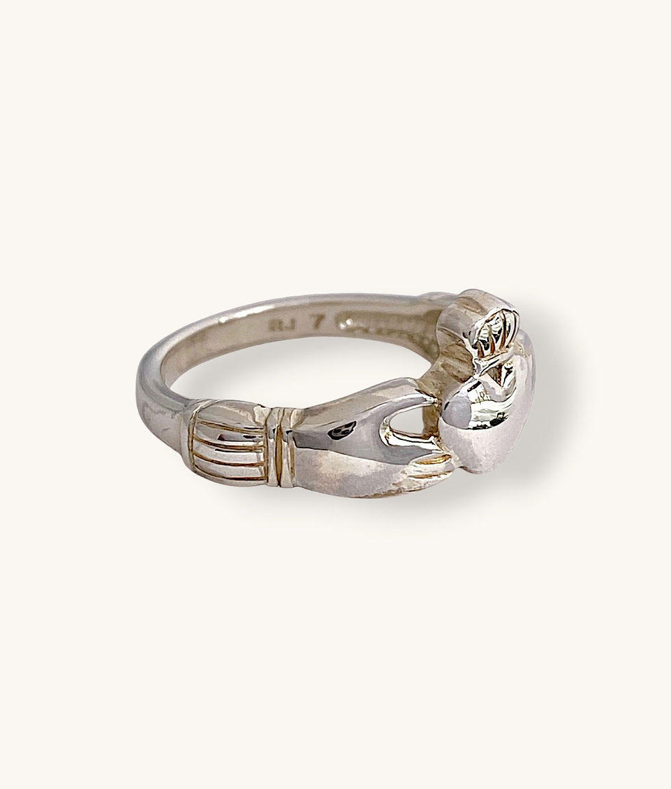 Thumbnail: 925 STERLING SILVER IRISH CLADDAGH RING - SZ 7 - H