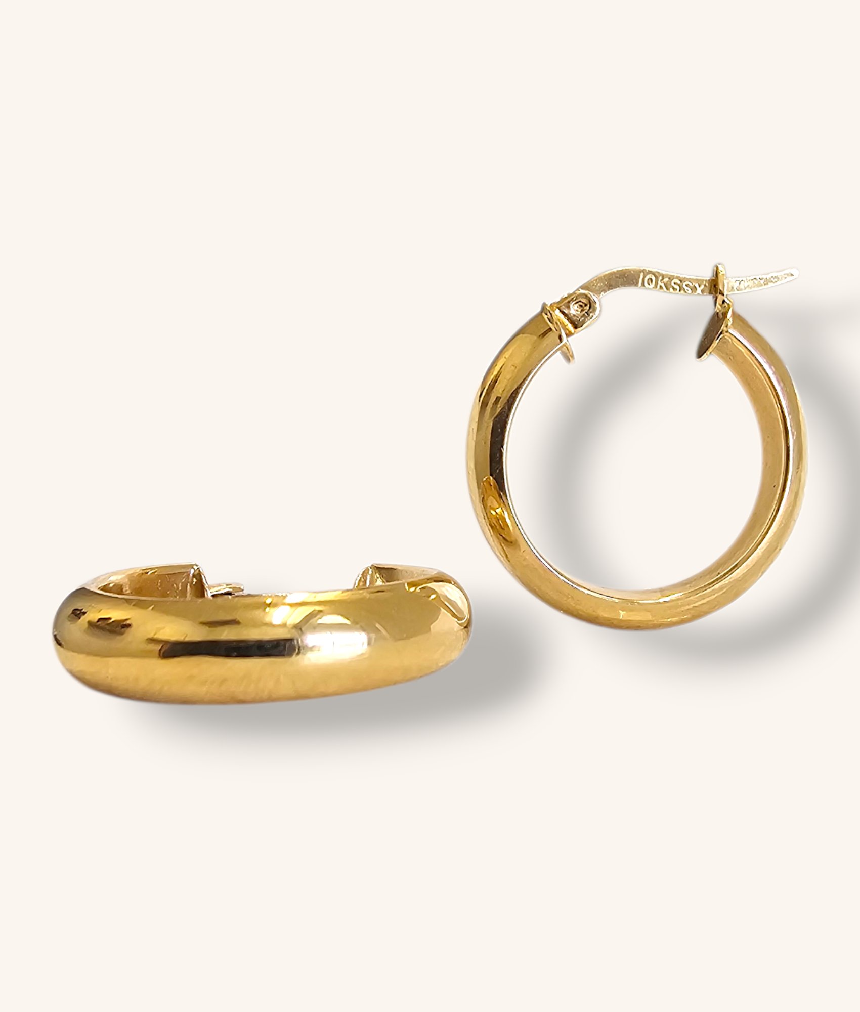10K YELLOW GOLD 16mm SHINY ROUND HOOP EARRINGS - 00868J
