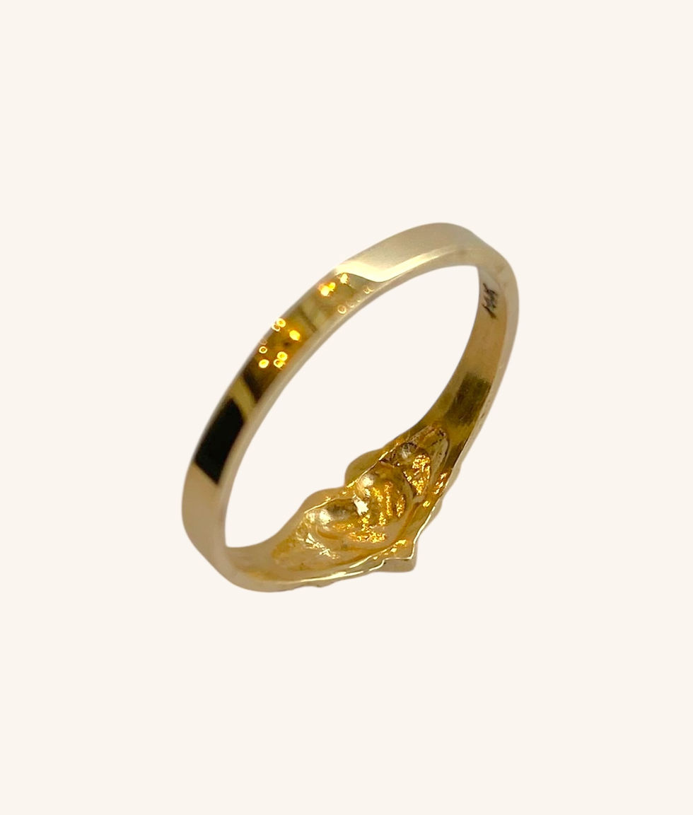 Thumbnail: 14K YELLOW GOLD HEART "E" SIGNET RING - SZ 3.75 - RG14K411-H