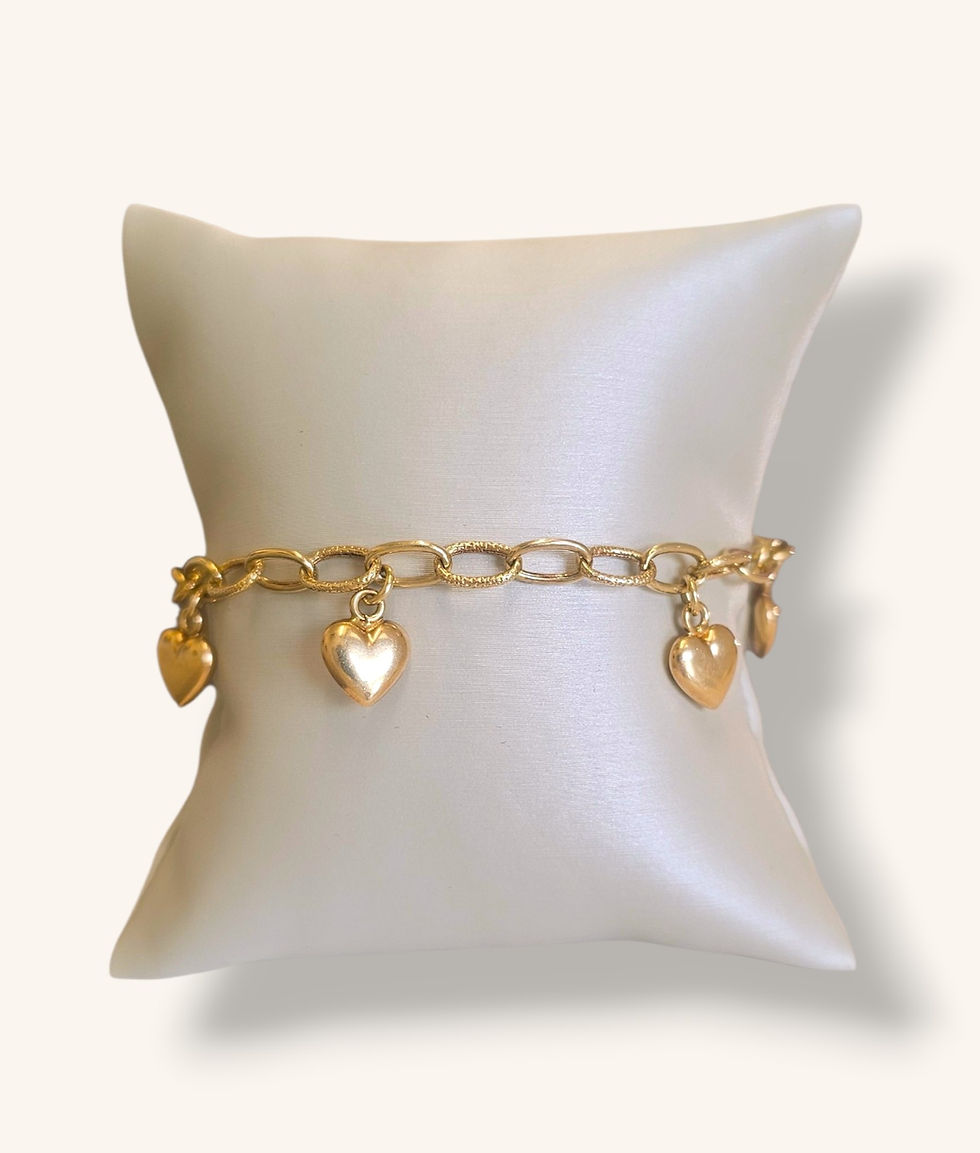 Thumbnail: 14K YELLOW GOLD PUFFY HEART ROLO LINK BRACELET - 01335J