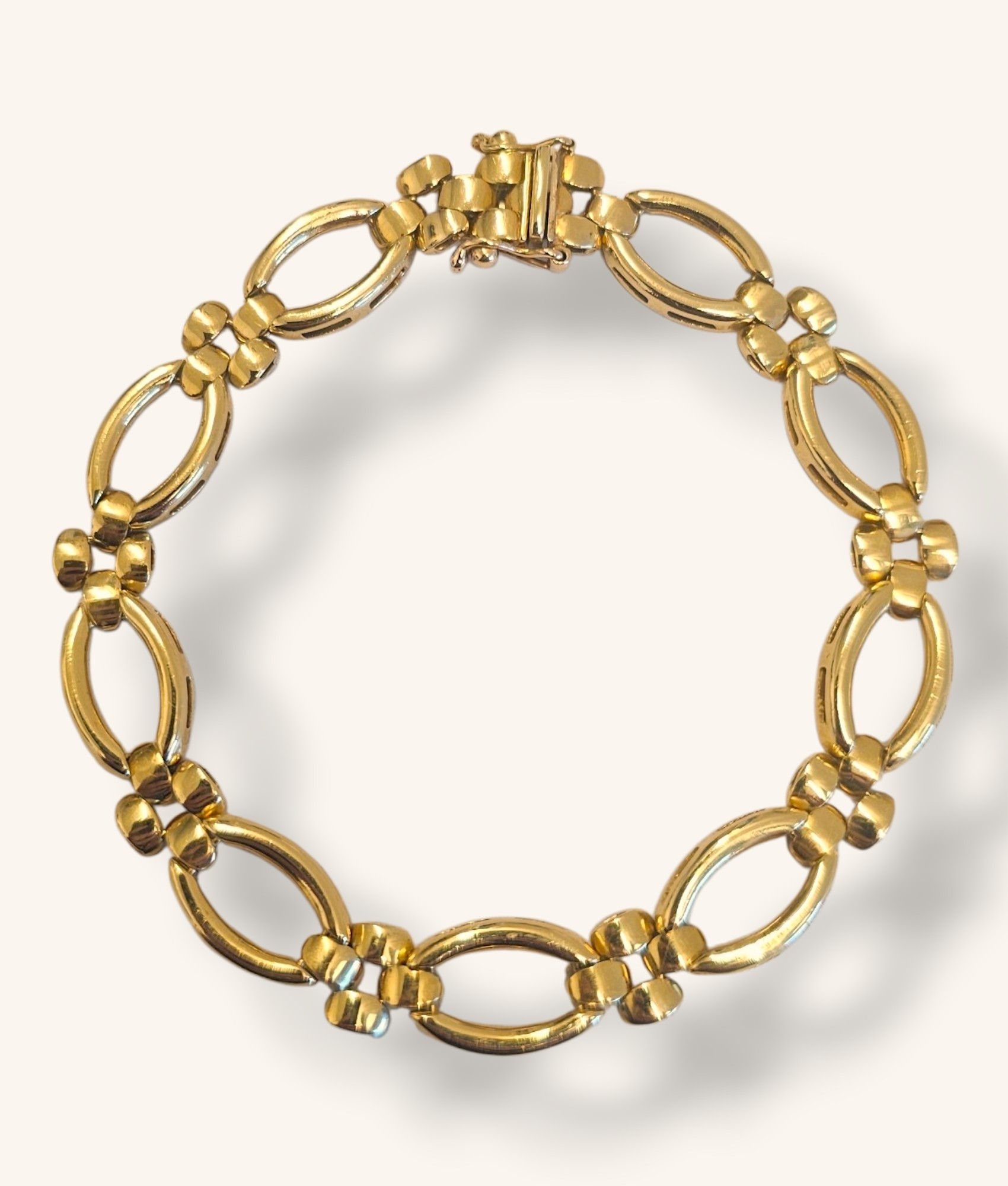 14K YELLOW GOLD FANCY LINK BRACELET 7.75" - 01399J