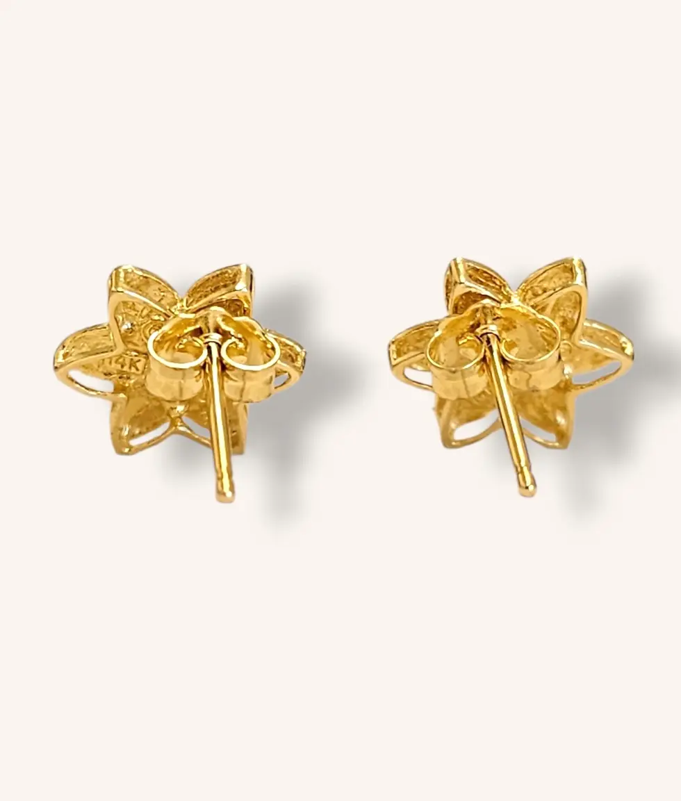 Thumbnail: 14K YELLOW GOLD FLOWER STUD EARRINGS - 00991J