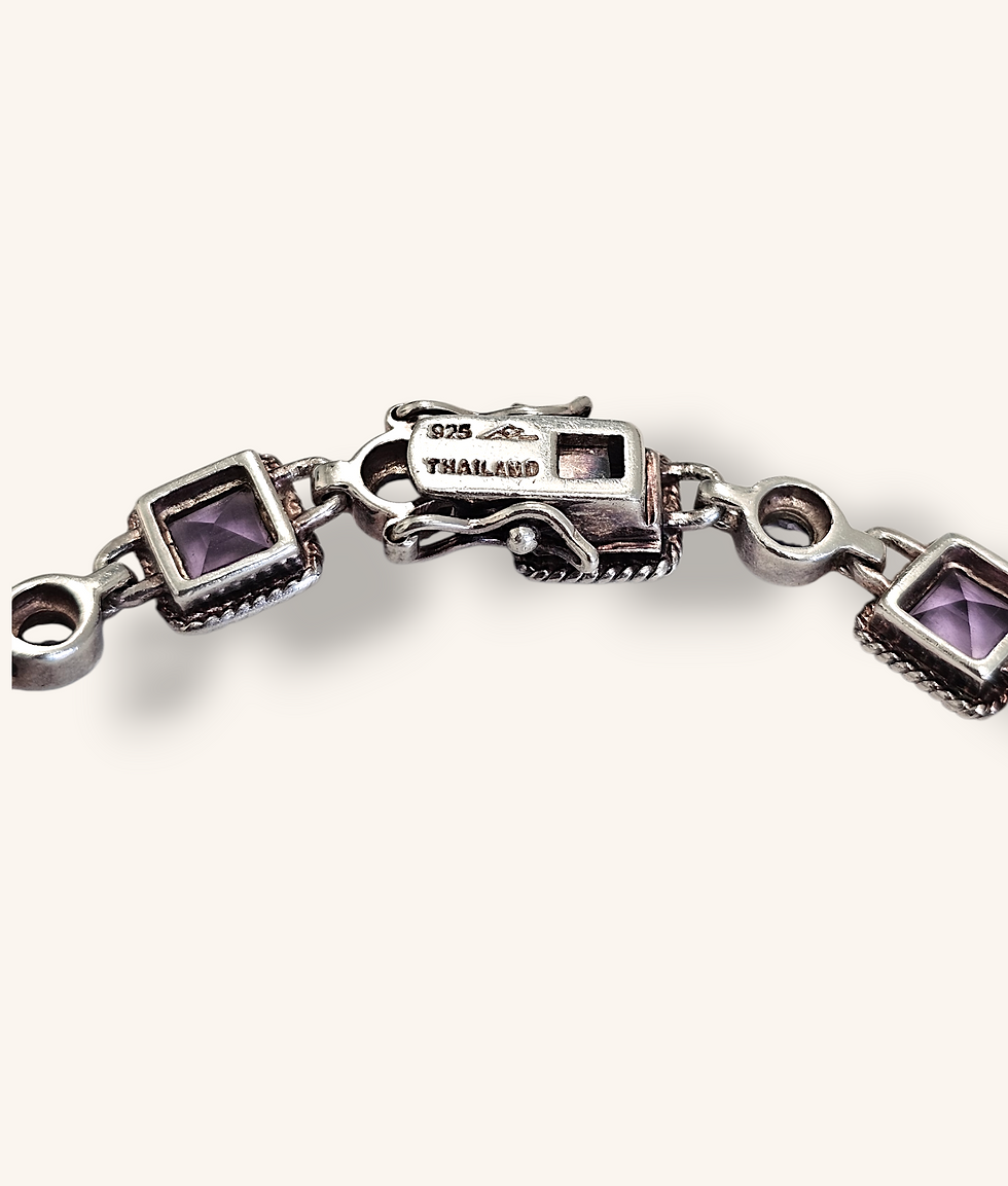 Thumbnail: 925 SILVER AMETHYST TENNIS BRACELET - 00866J