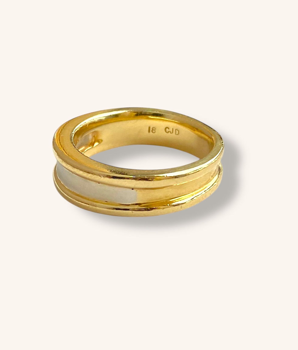 Thumbnail: 18K TWO TONE SOLID WEDDING BAND RING - SZ 6.75 - H