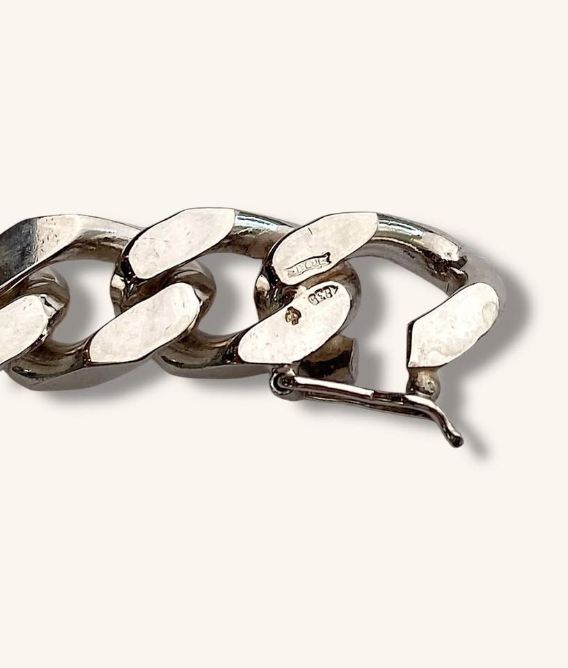 Thumbnail: HEAVY 925 STERLING SILVER MEN’S CURB BRACELET - H