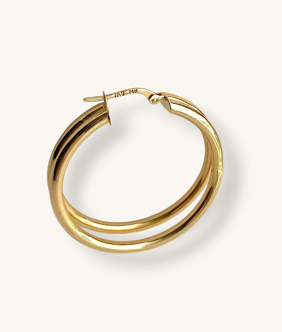 Thumbnail: 14K YELLOW GOLD DOUBLE HOOP EARRINGS - H