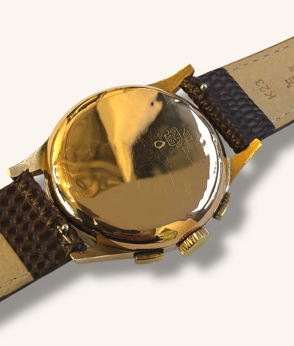 Thumbnail: RARE 1950S DELBANA 18K ROSE GOLD CHRONOGRAPH GENTS WRISTWATCH - H