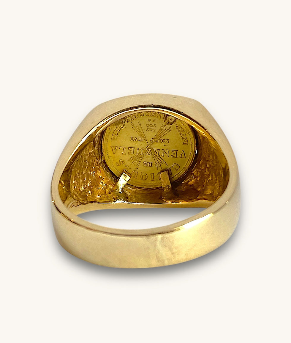 Thumbnail: 14K/900 CACIQUES DE VENEZUELA - MARA COMMEMORATIVE GOLD COIN RING 13 - 00958H