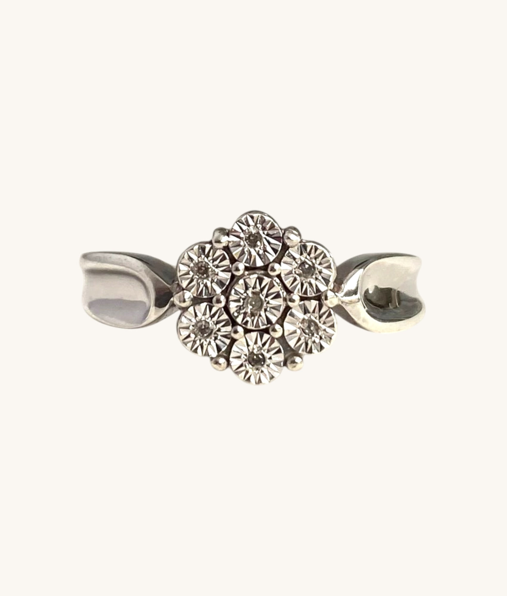 925 VINTAGE DIAMOND FLORAL RING - HI