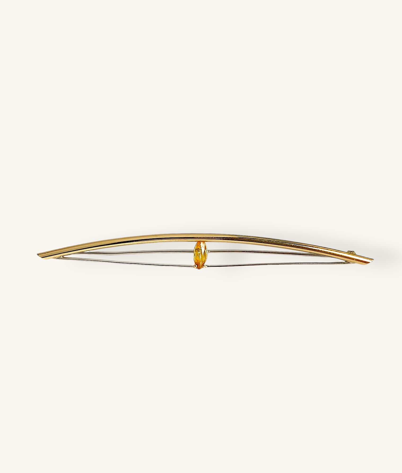 18K TWO-TONE GOLD DIAMOND AND CITRINE BROOCH - HI