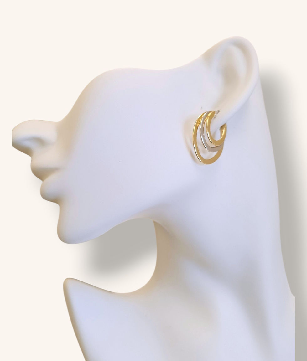 Thumbnail: 14K TWO-TONE TRIPLE HOOP EARRINGS - 01233J