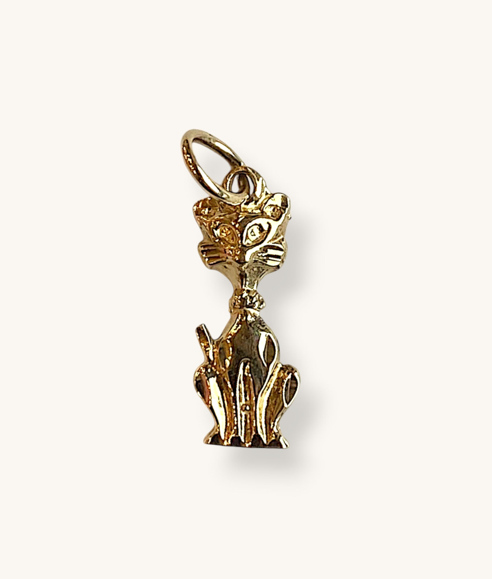 10K YELLOW GOLD VINTAGE CAT PENDANT - H