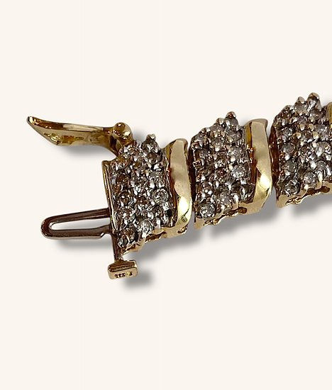 Thumbnail: 10K TWO TONE GOLD DIAMOND BRACELET 7" - H