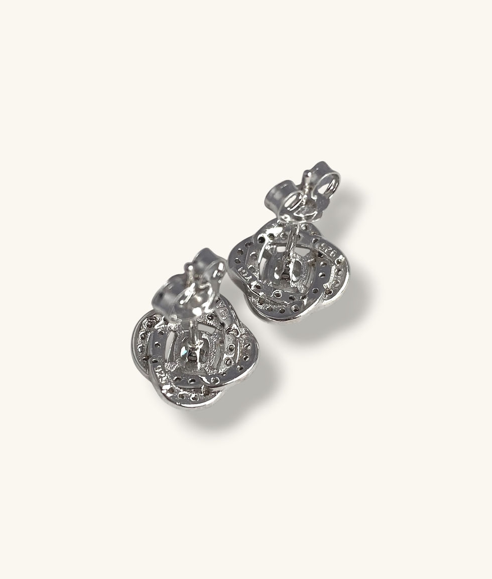 Thumbnail: 925 CUSHION CUT CZ TWIST HALO STUD EARRINGS - ER9252266 - H