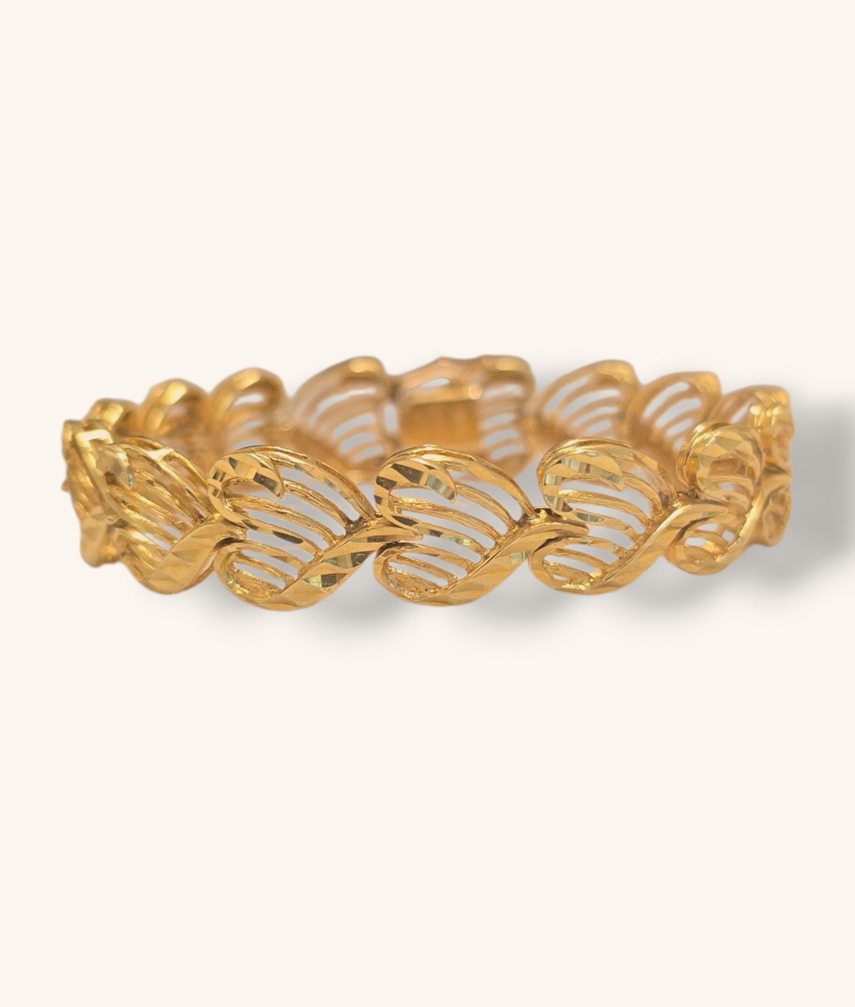 14K YELLOW GOLD HEART-SHAPED LINK BRACELET 7.25" - 01401J