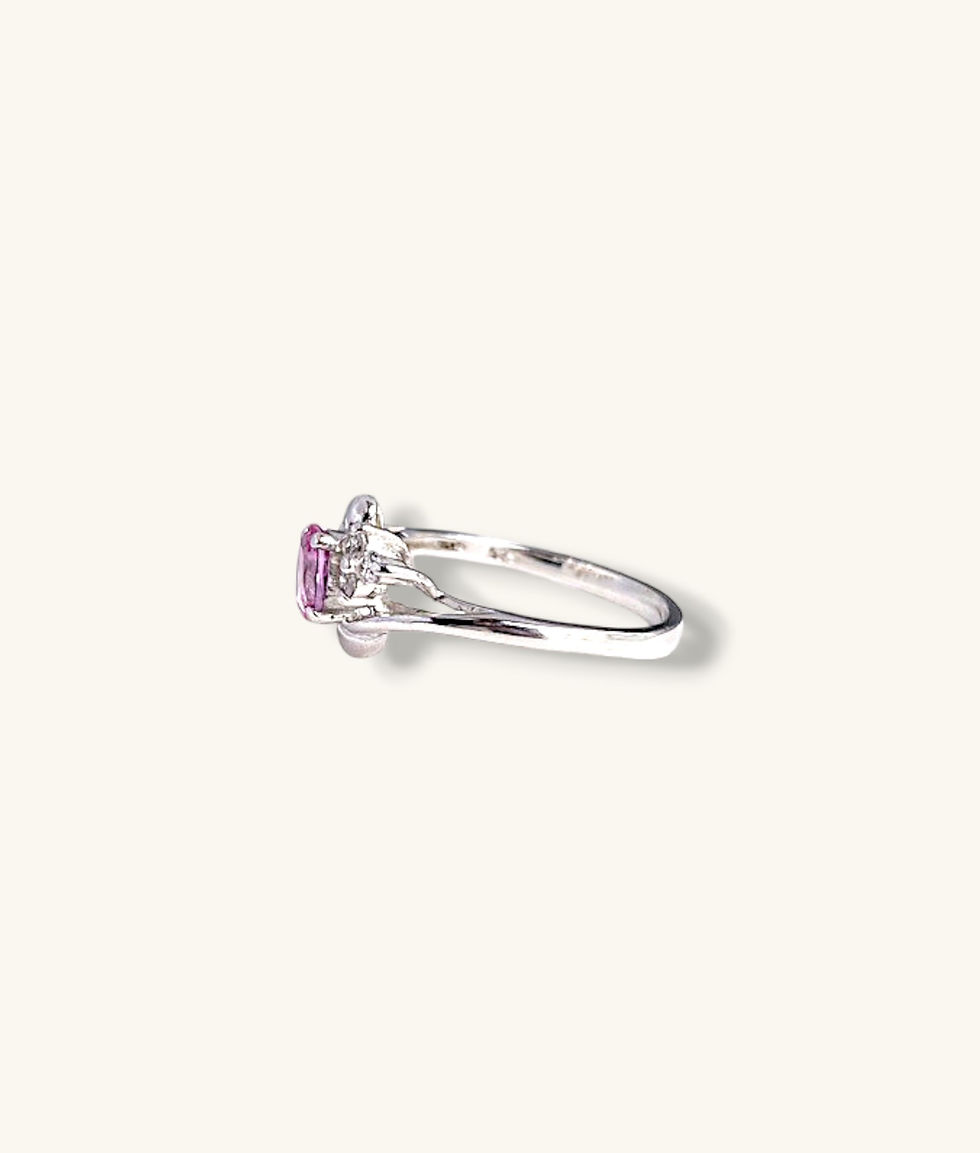 Thumbnail: STERLING SILVER PINK & WHITE CZ FLOWER CLUSTER RING SZ 8.75 - RG925092-H