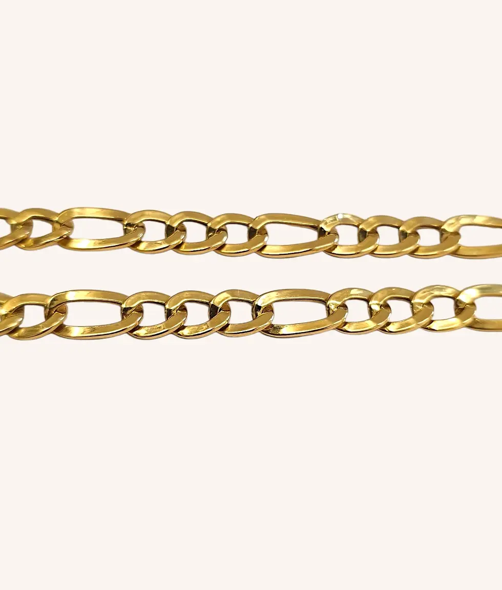 Thumbnail: 18K YELLOW GOLD HOLLOW FIGARO NECKLACE - 01003J