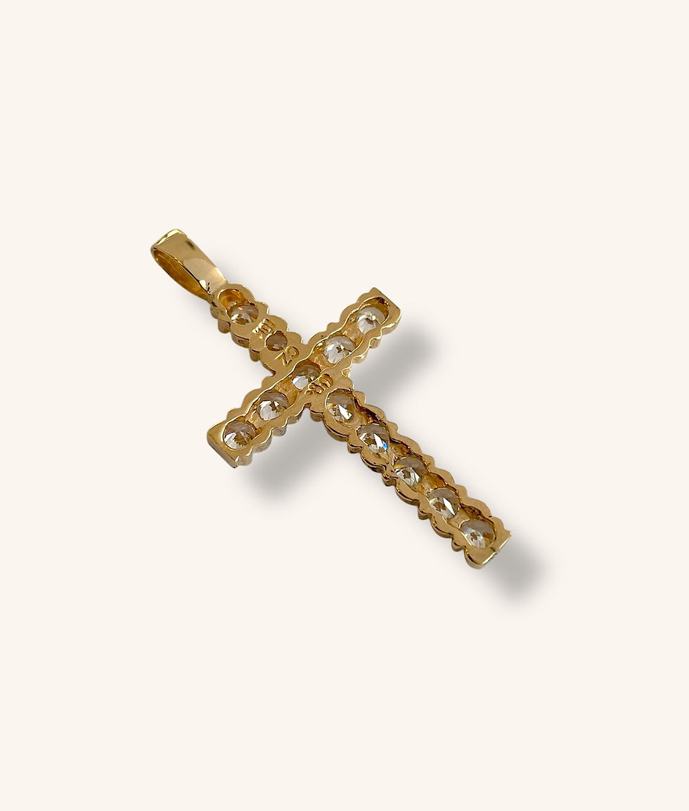 Thumbnail: 10K YELLOW GOLD CUBIC ZIRCONIA CROSS PENDANT - H