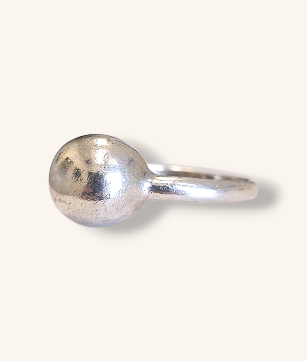 Thumbnail: 925 SILVER HAVE A BALL CUBIC ZIRCONIA DOME RING - SZ 9 - 01162J