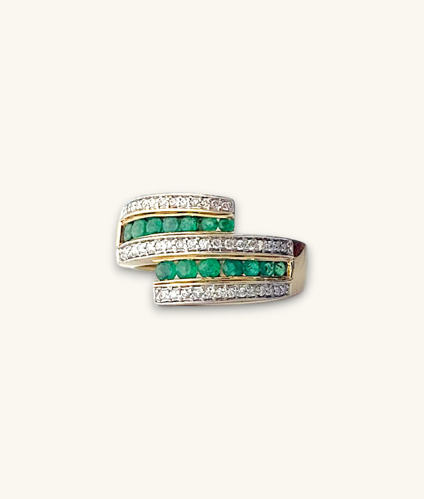10K CZ CROSSOVER BYPASS STATEMENT RING | SIZE 8.5 – RG10K108-J
