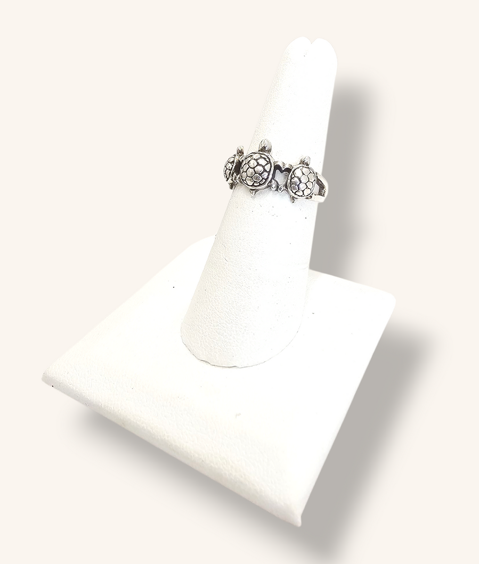 Thumbnail: 925 SILVER 6.5 THREE TURTLES RING - SZ 6.5 - 00572H