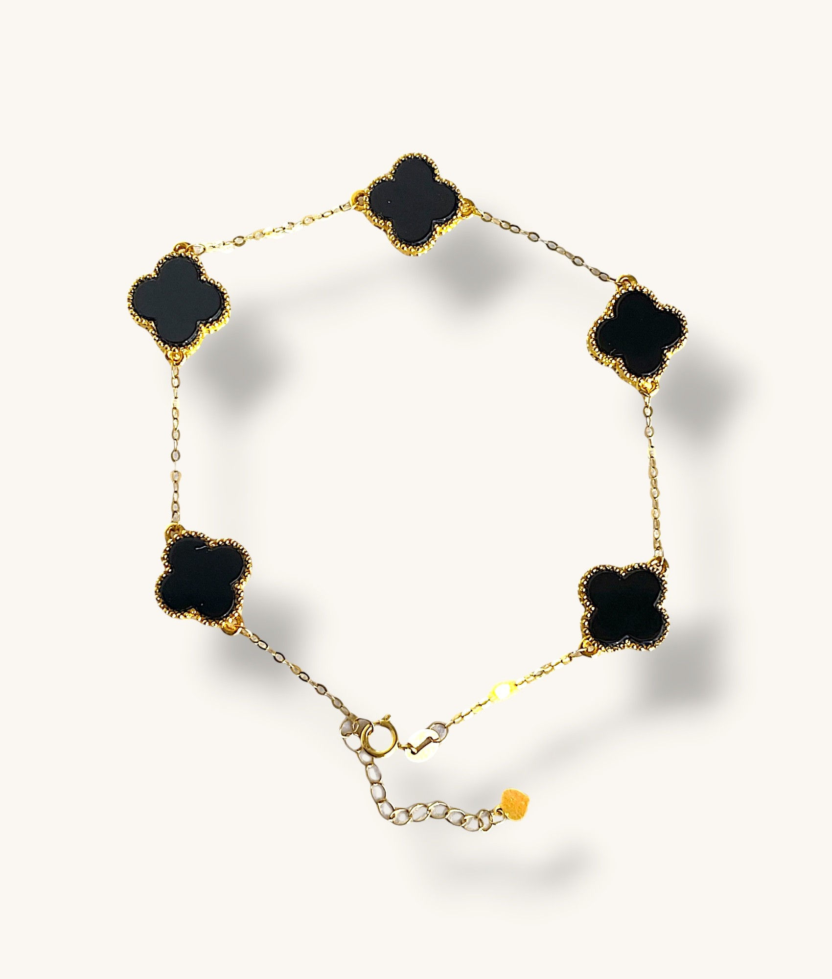 VAN CLEEF INSPIRED BLACK ONYX CLOVER BRACELET -BR18k014-HI
