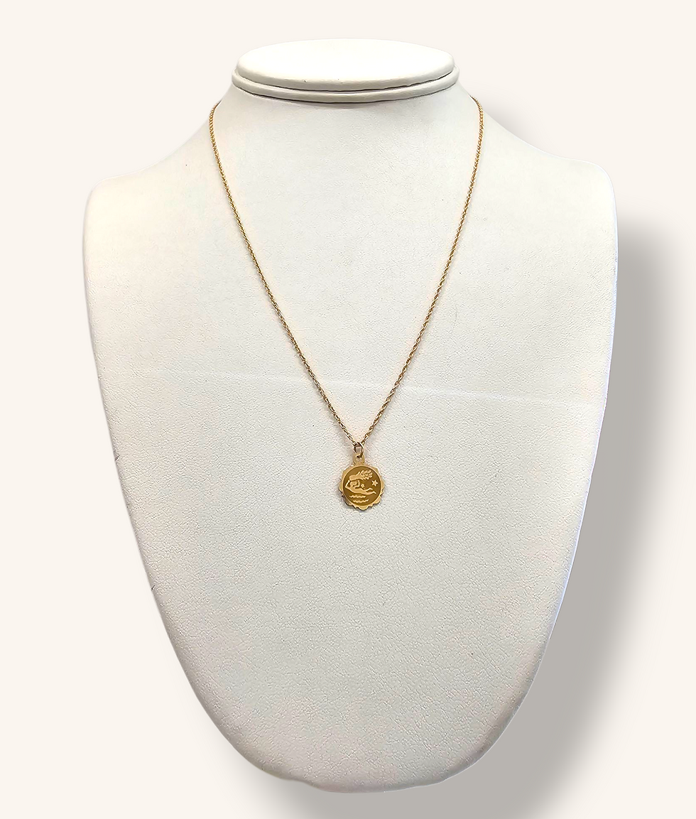 Thumbnail: 10K GOLD AQUARIUS ZODIAC PENDANT NECKLACE- 00520H
