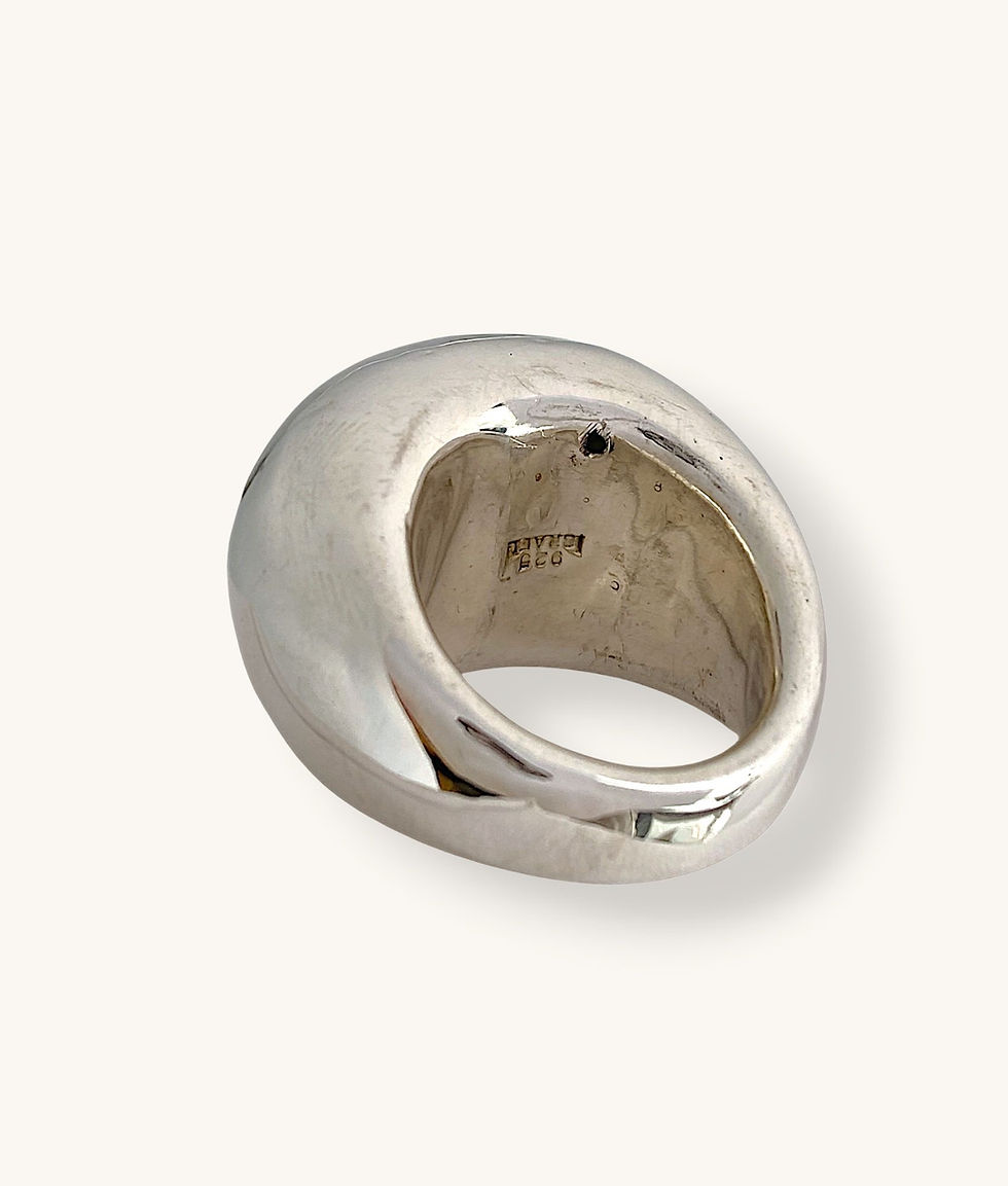 Thumbnail: 925 STERLING SILVER LARGE HOLLOW DOME RING - SZ 7 - H