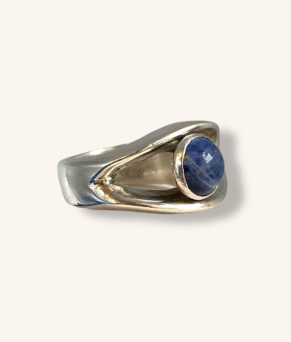 Thumbnail: MODERN 925 STERLING SILVER BLUE KYANITE RING - SZ 6.5 - H