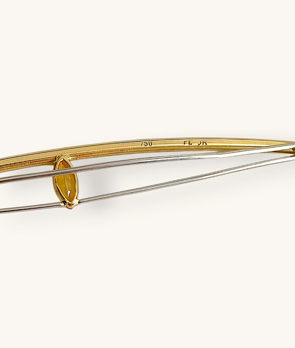 Thumbnail: 18K TWO-TONE GOLD DIAMOND AND CITRINE BROOCH - HI