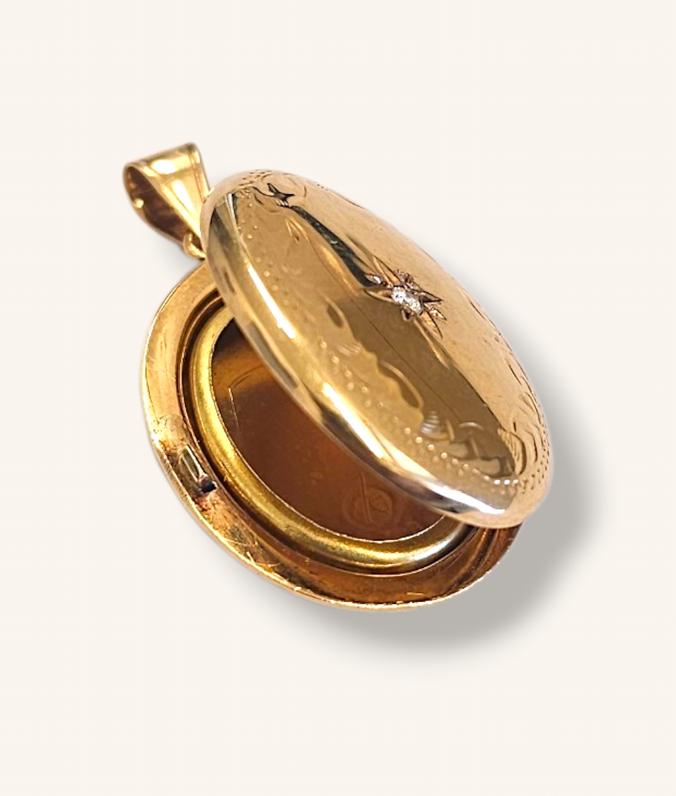 Thumbnail: 10K YELLOW GOLD OVAL LOCKET PENDANT NECKLACE 23" - 01347J