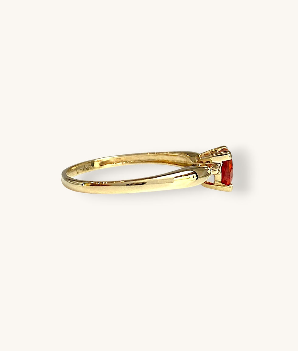 Thumbnail: 10K TRILLION CUT SIMULATED CITRINE DIAMOND ACCENT RING - SZ 7 1/4 - H