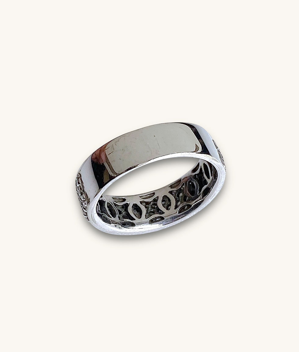 Thumbnail: 14K GOLD WIDE PAVÉ-SET DIAMOND HALF WEDDING ETERNITY BAND - SZ 6.5 - 00975H