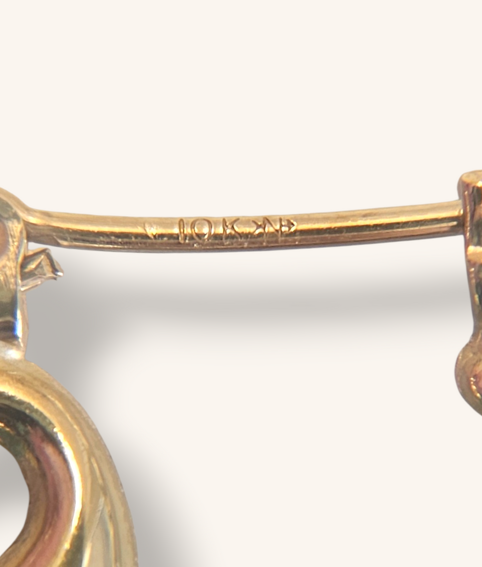 Thumbnail: 10K YELLOW GOLD SWAN HOOP EARRINGS - 01193J
