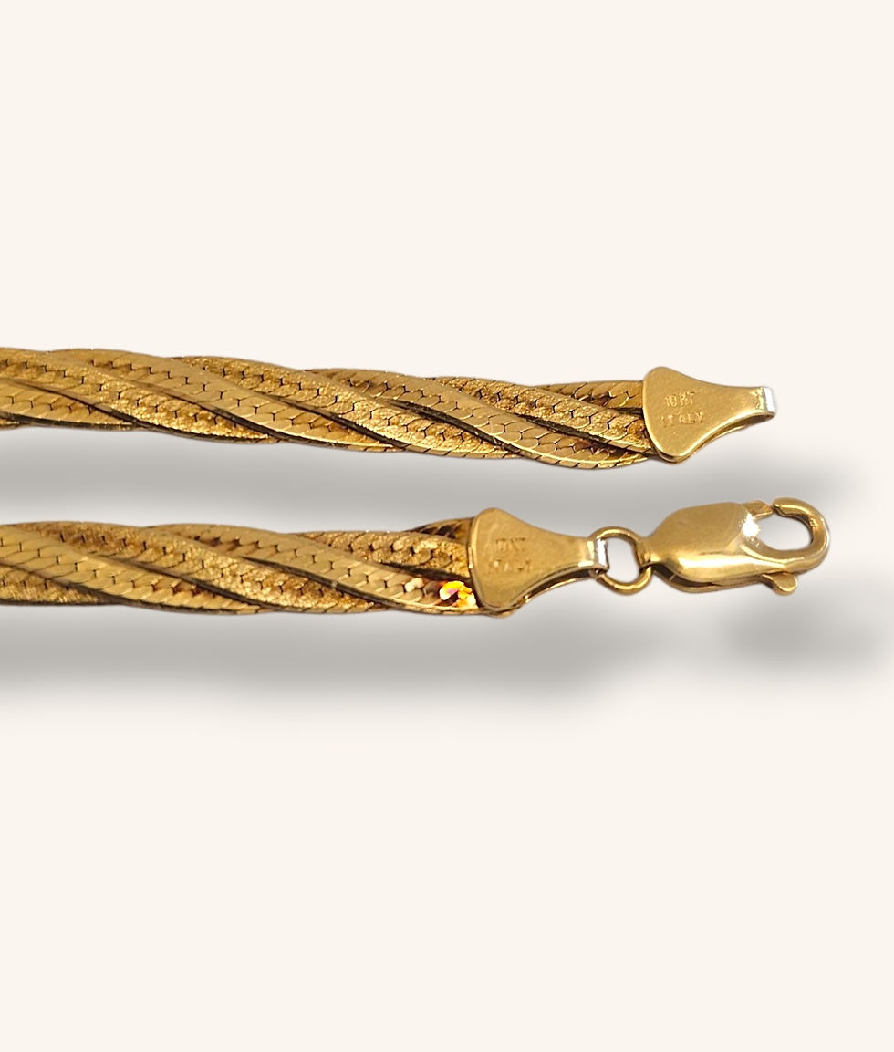 Thumbnail: 10K YELLOW GOLD TWISTED HERRINGBONE NECKLACE 18"  - 01243J