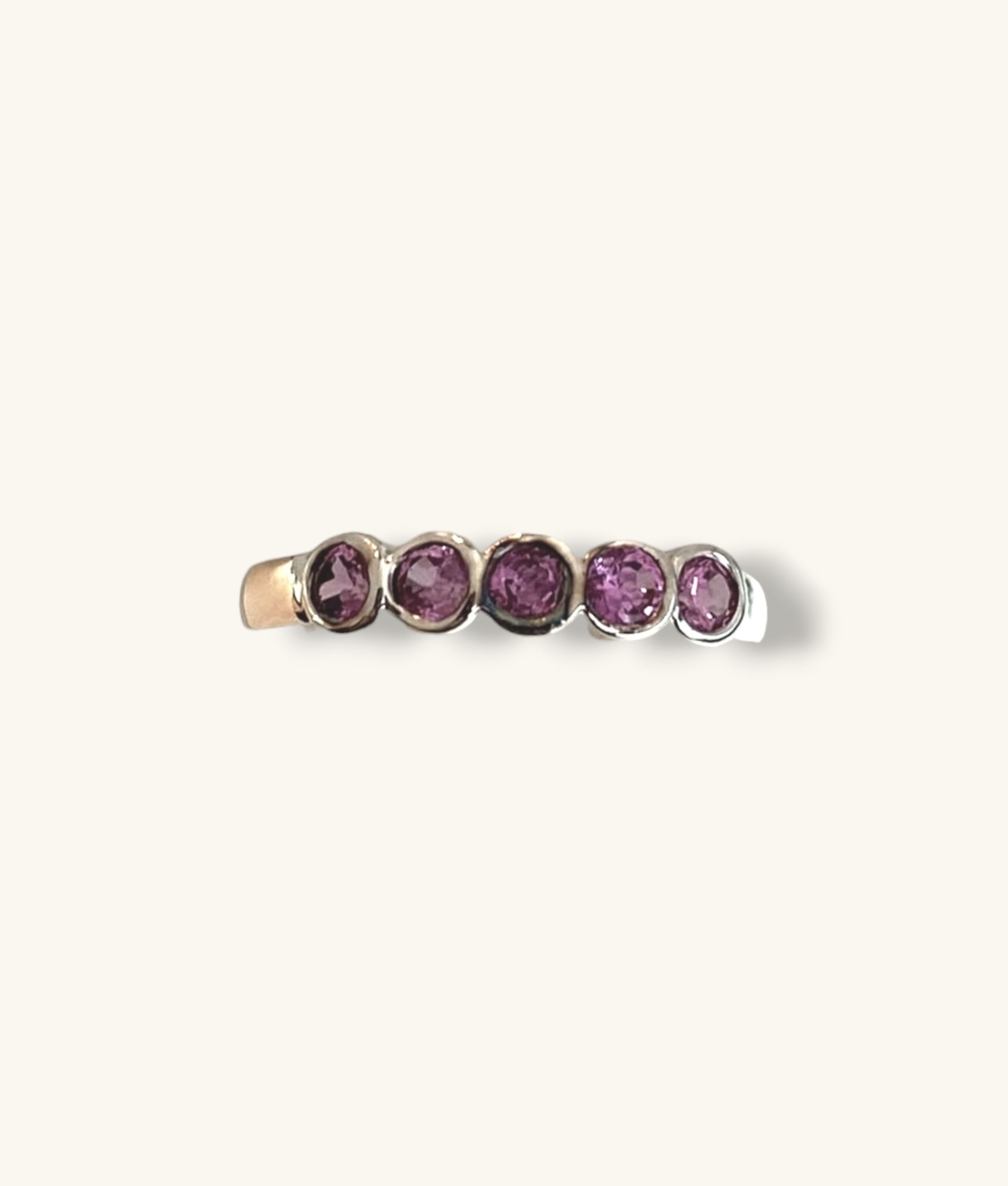 925 FIVE STONE PINK TOURMALINE BEZEL SET RING SZ 7.25 - RG925186-HI