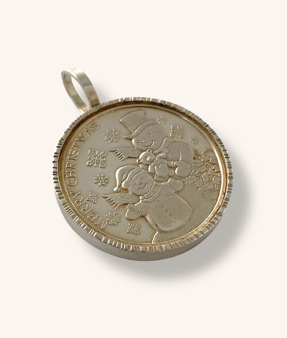 Thumbnail: 1998 1OZ .999 SNOWMAN SILVER ROUND COIN PENDANT - H