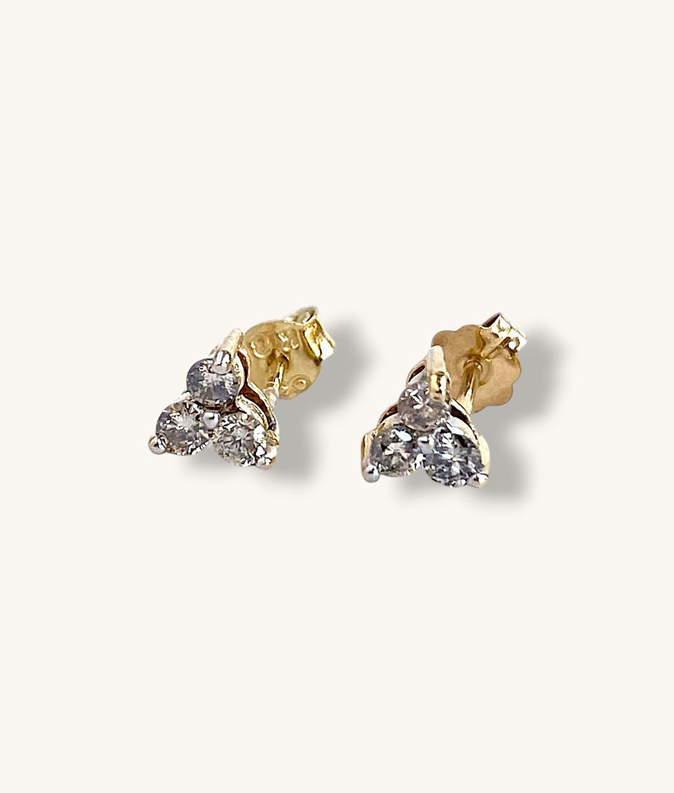 Thumbnail: 10K YELLOW GOLD DIAMOND TRIO CLUSTER STUD EARRINGS 6 TCW-ER10K029-HI