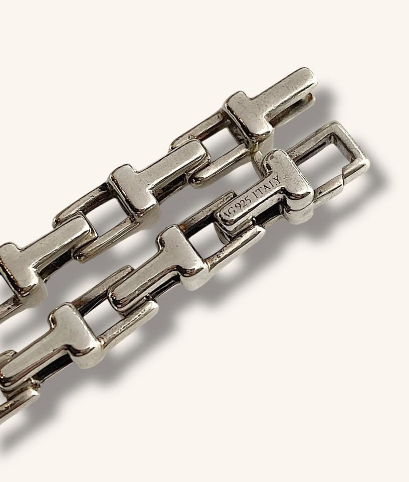 Thumbnail: TIFFANY & CO. STERLING SILVER “T” LINK CHAIN BRACELET - H