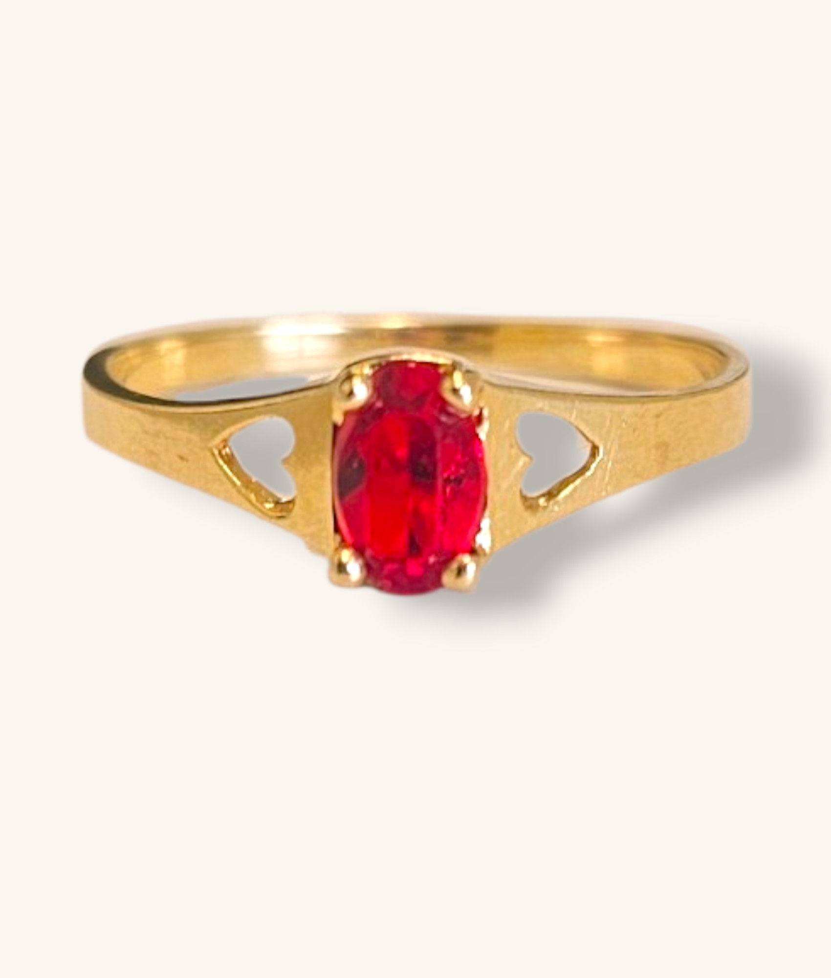 10K YELLOW GOLD OVAL CUT RUBY RING SZ:6 - 01272J