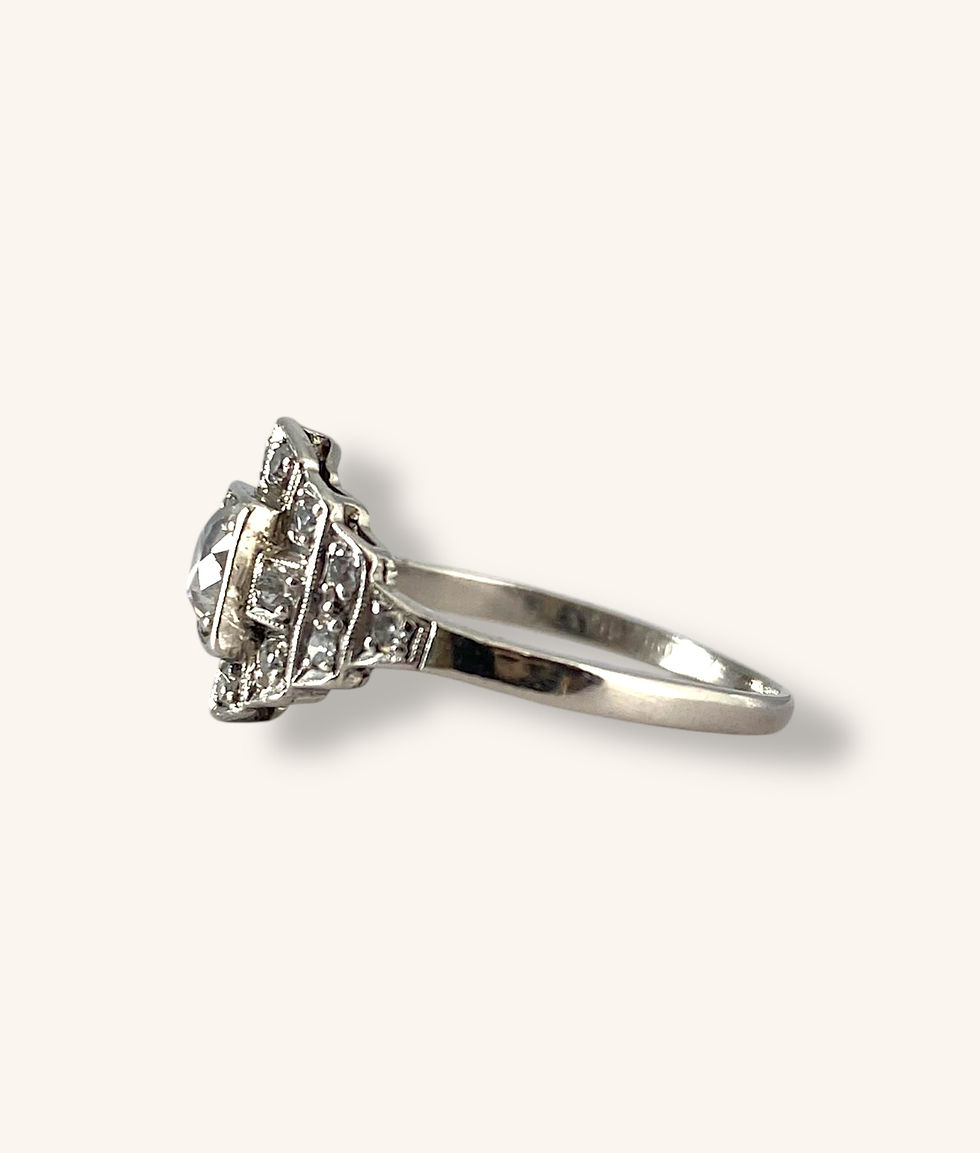 Thumbnail: VINTAGE ART DECO PLATINUM DIAMOND RING - SZ 6.75 - H