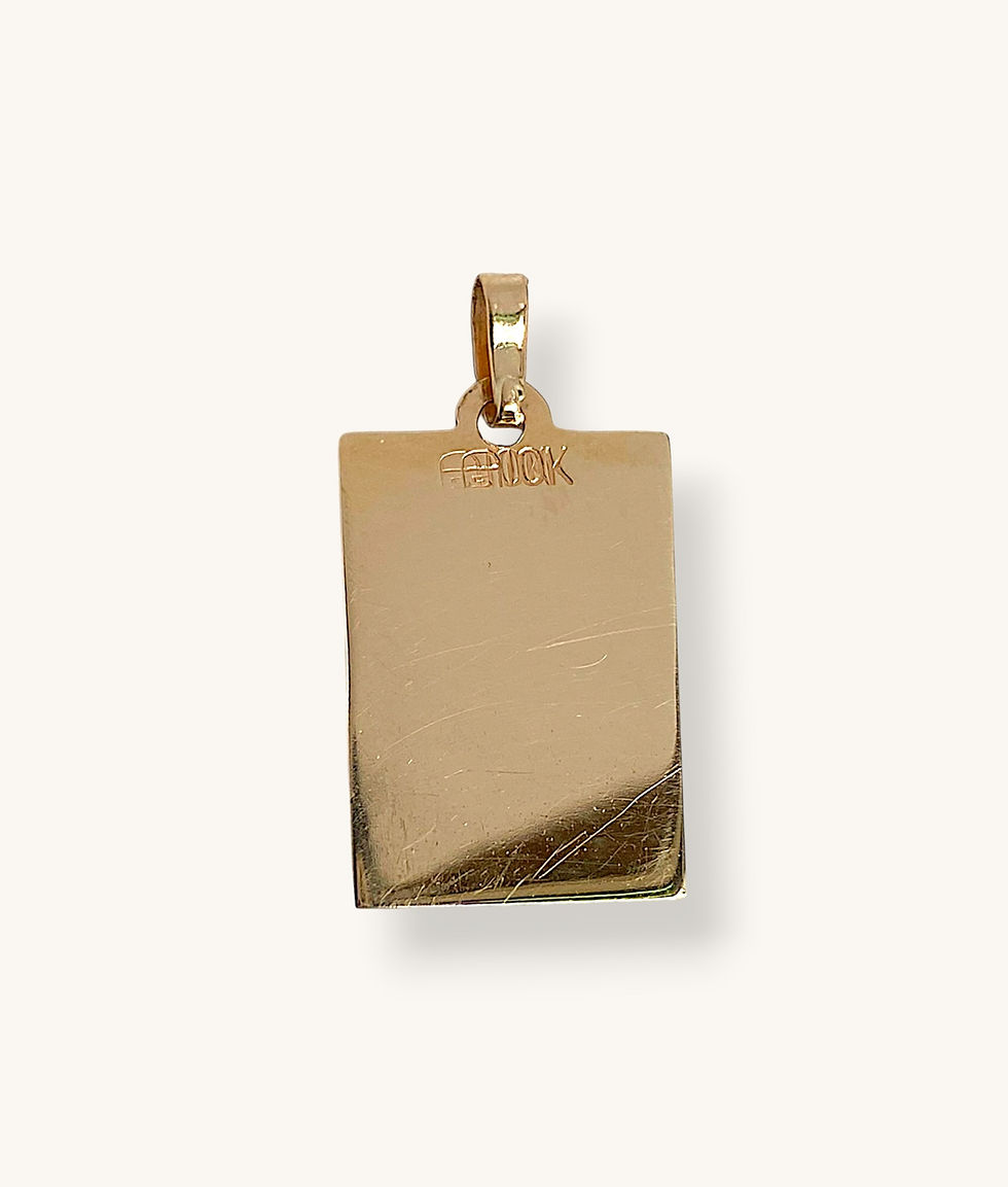 Thumbnail: 10K YELLOW GOLD TEXTURED RECTANGULAR CAPRICORN ZODIAC PENDANT - H
