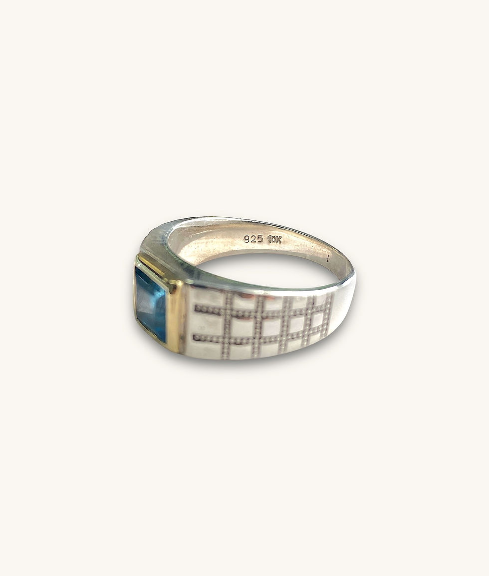 Thumbnail: STERLING SILVER 10K BLUE TOPAZ MEN'S RING - 00749H