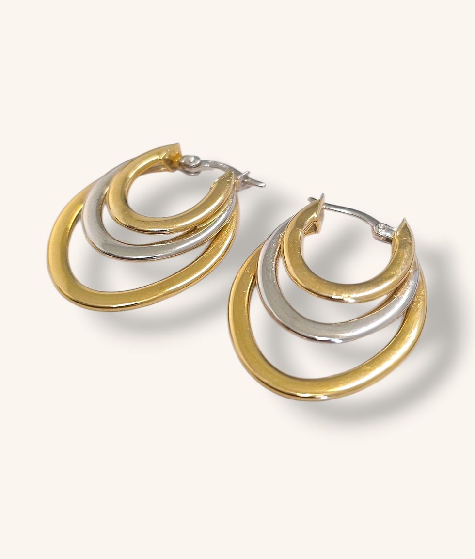 Thumbnail: 14K TWO-TONE TRIPLE HOOP EARRINGS - 01233J
